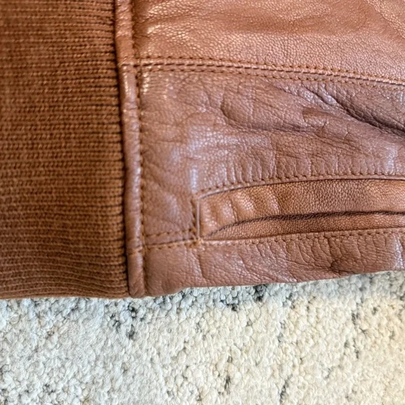 Black Rivet S EUC barely worn Women's Tan Leather Jacket high collar fall trend - Picture 13 of 15